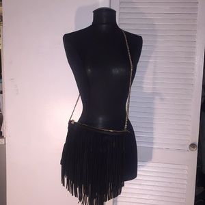 Black fringe crossbody bag